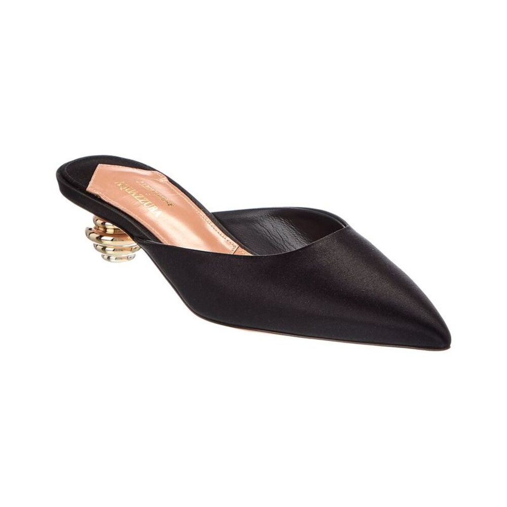 Aquazzura Alex 35 Jewel Satin Mule, Black